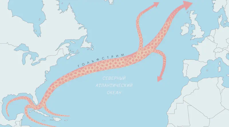 Гольфстрим распадается на вихри